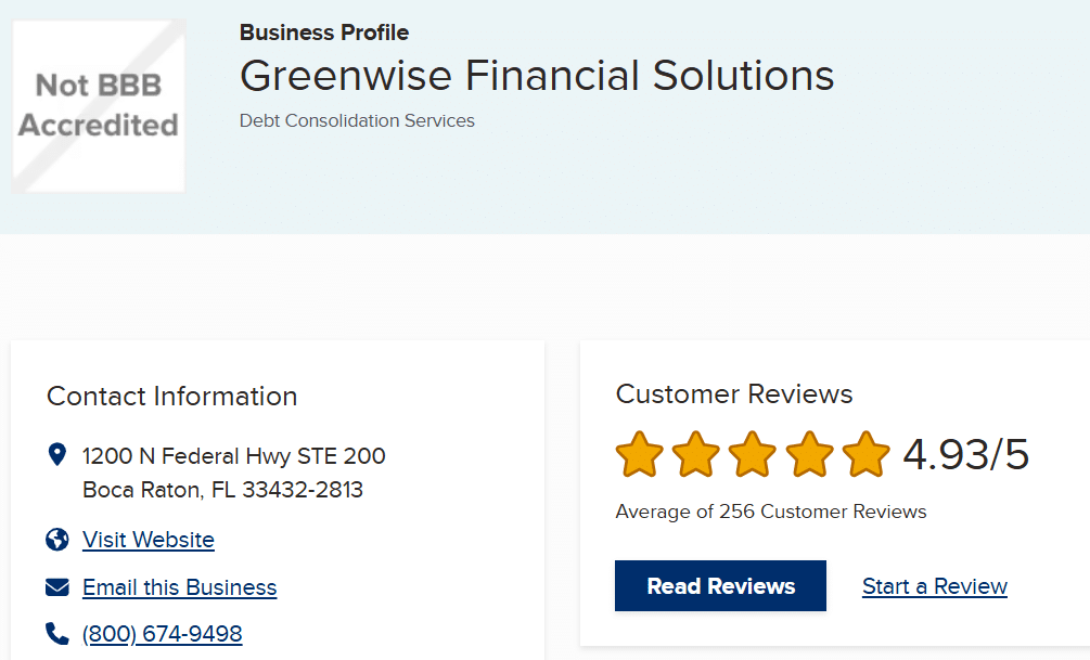 Greenwise Debt Relief Reviews