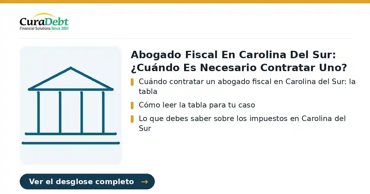 abogado fiscal en carolina del sur: puntos clave: Cuándo contratar un abogado fiscal en Carolina del Sur: la tabla; Cómo leer la tabla para tu caso.