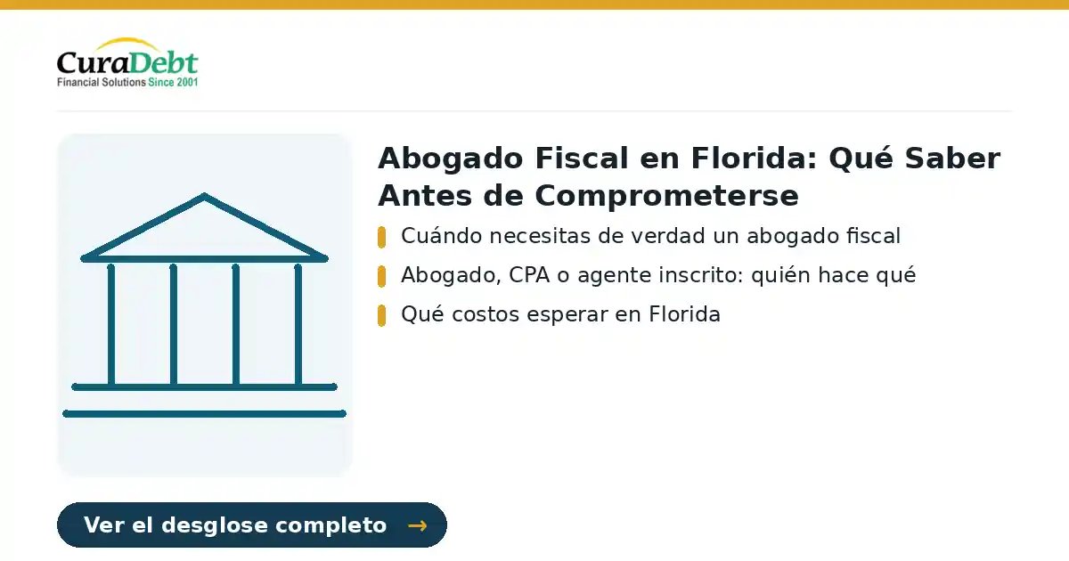 abogado fiscal en florida: puntos clave - Cuándo necesitas de verdad un abogado fiscal; Abogado, CPA o agente inscrito: quién hace qué.