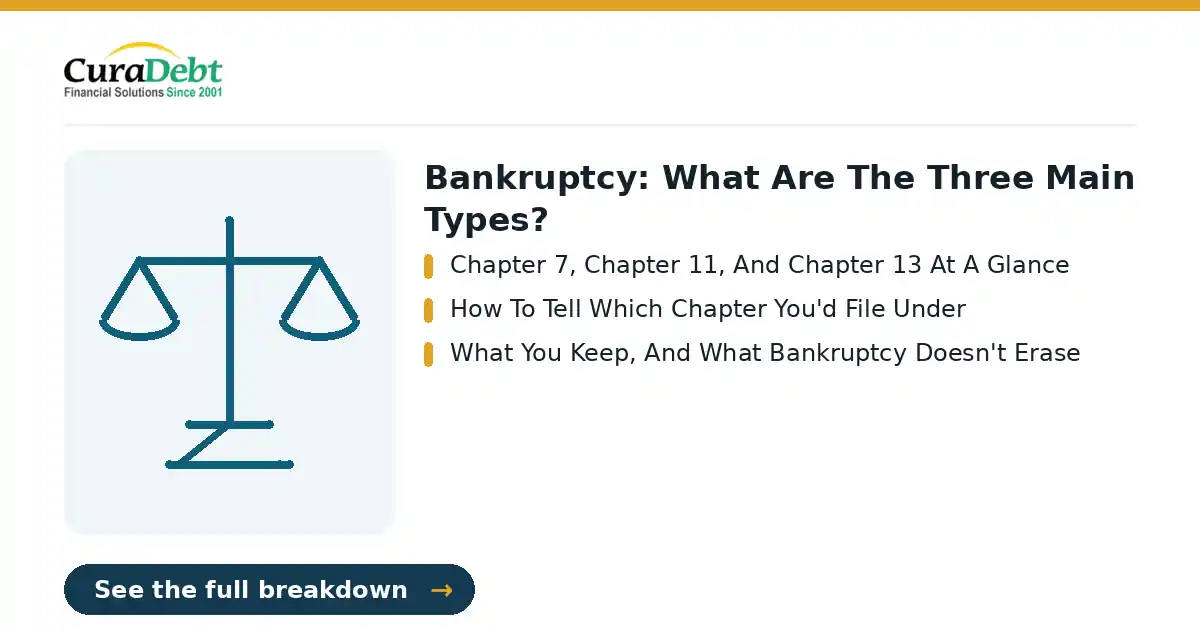 alternatives to bankruptcy: key points - Chapter 7, Chapter 11, And Chapter 13 At A Glance; How To Tell Which Chapter You'd File Under (debt relief without bankruptcy, avoid bankruptcy).