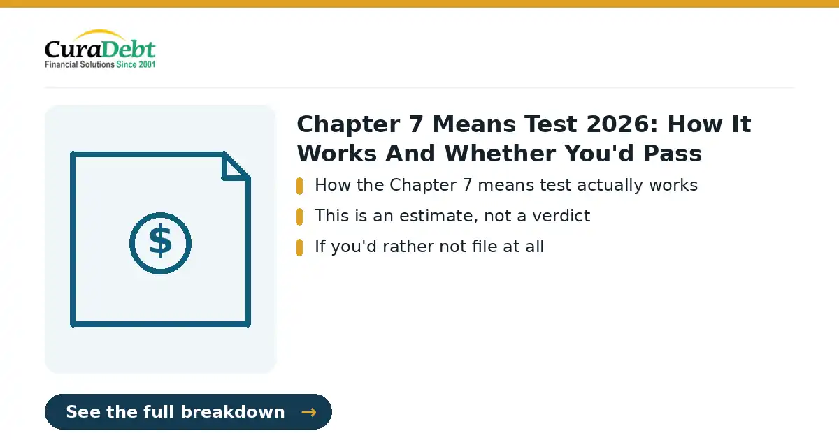 chapter 7 means test 2026: key points: How the Chapter 7 means test actually works; This is an estimate, not a verdict (chapter 7 means test 2026, debt relief help).