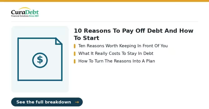 debt settlement example: key points - Ten Reasons Worth Keeping In Front Of You; What It Really Costs To Stay In Debt (real settlement result, debt resolved case).