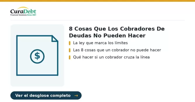 debt settlement example: puntos clave - La ley que marca los límites; Las 8 cosas que un cobrador no puede hacer.