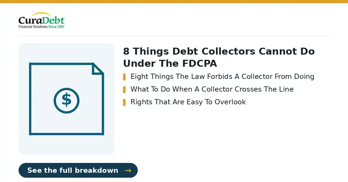 debt settlement example: key points - Eight Things The Law Forbids A Collector From Doing; What To Do When A Collector Crosses The Line (real settlement result, debt resolved case).