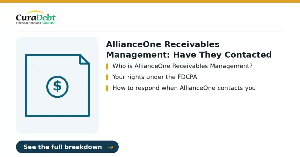 allianceone receivables management: key points: Who is AllianceOne Receivables Management?; Your rights under the FDCPA (allianceone receivables management, debt relief help).