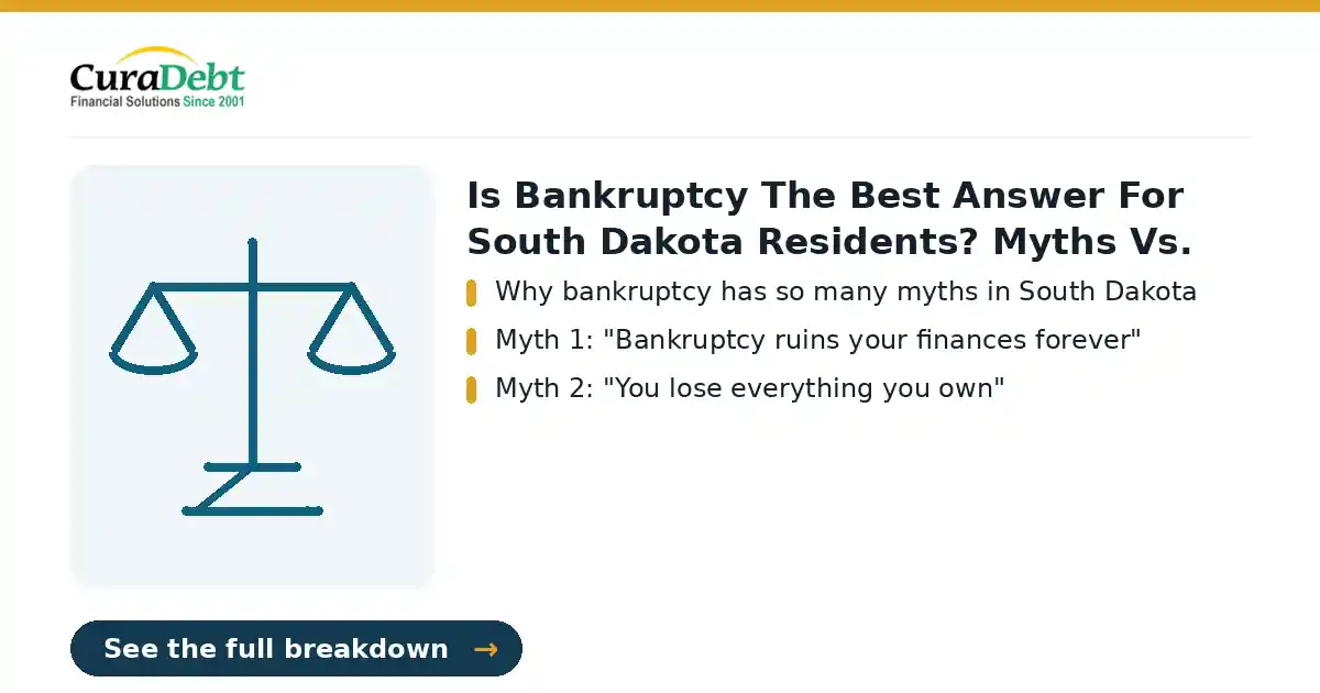 alternatives to bankruptcy in South Dakota: key points: Why bankruptcy has so many myths in South Dakota; Myth 1: "Bankruptcy ruins your finances forever" (debt relief without bankruptcy, avoid bankruptcy).