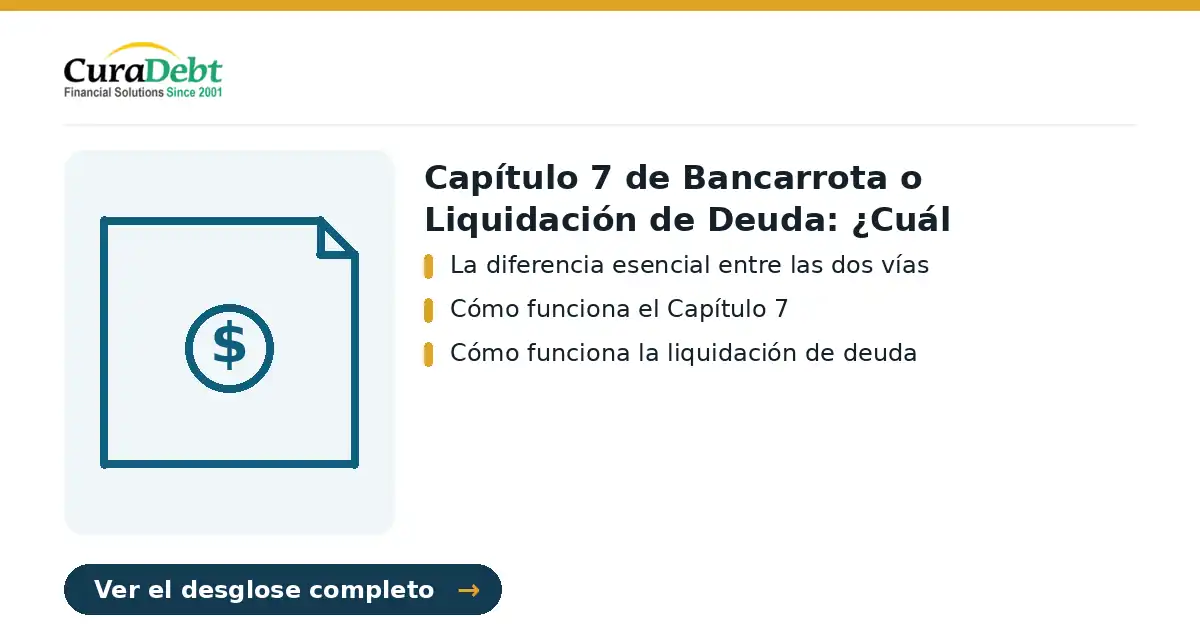 capítulo 7 de bancarrota o liquidación: puntos clave - La diferencia esencial entre las dos vías; Cómo funciona el Capítulo 7.