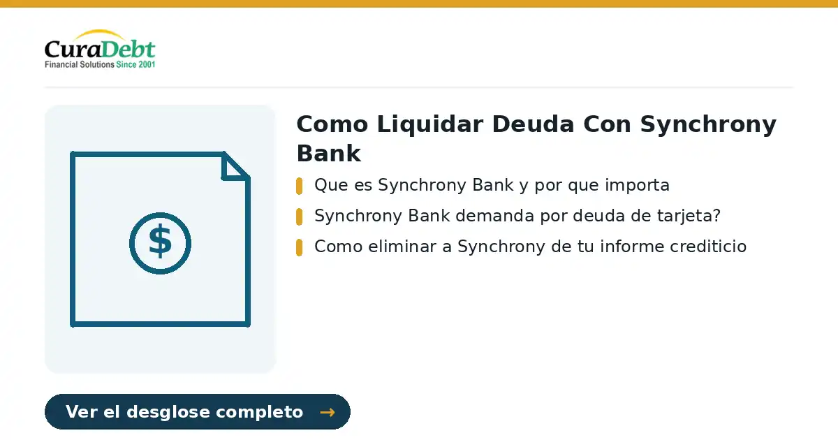 como liquidar deuda con synchrony bank: puntos clave: Que es Synchrony Bank y por que importa; Synchrony Bank demanda por deuda de tarjeta?.