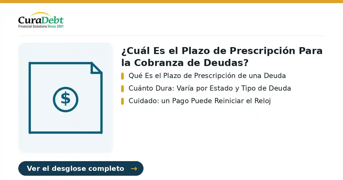 ¿cuál es el plazo de prescripción: puntos clave - Qué Es el Plazo de Prescripción de una Deuda; Cuánto Dura: Varía por Estado y Tipo de Deuda.