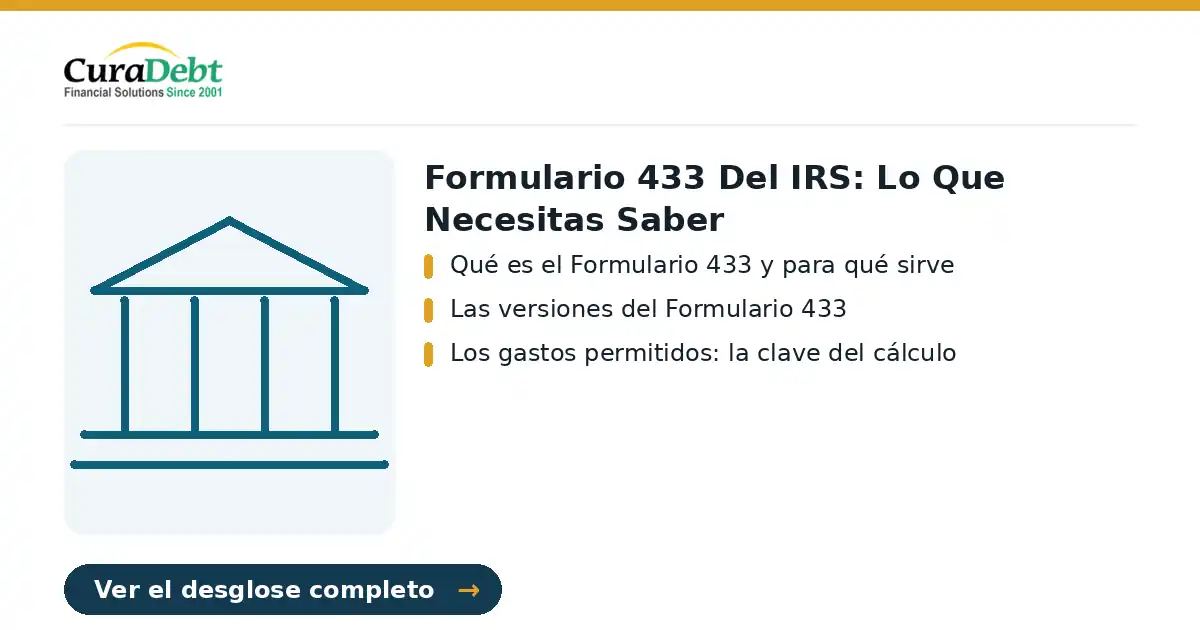 formulario 433 del irs: puntos clave: Qué es el Formulario 433 y para qué sirve; Las versiones del Formulario 433.