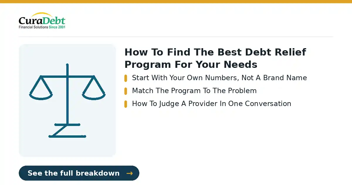 how to find the best debt: key points - Start With Your Own Numbers, Not A Brand Name; Match The Program To The Problem (how to find the best debt, debt relief help).