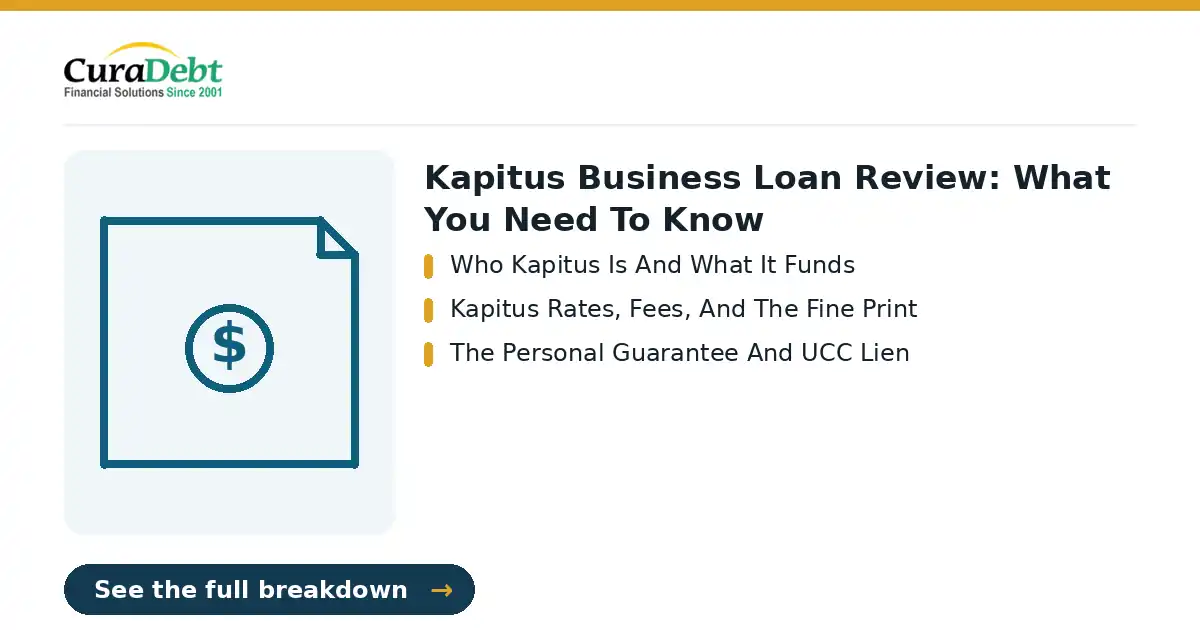 Kapitus Business Loan review: key points - Who Kapitus Is And What It Funds; Kapitus Rates, Fees, And The Fine Print (is Kapitus Business Loan legit, Kapitus Business Loan reviews).
