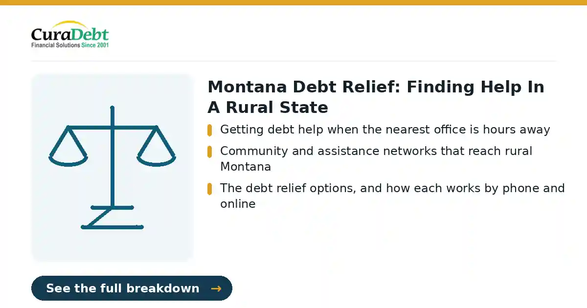 Montana debt relief: key points: Getting debt help when the nearest office is hours away; Community and assistance networks that reach rural Montana (Montana debt settlement, get out of debt in Montana).