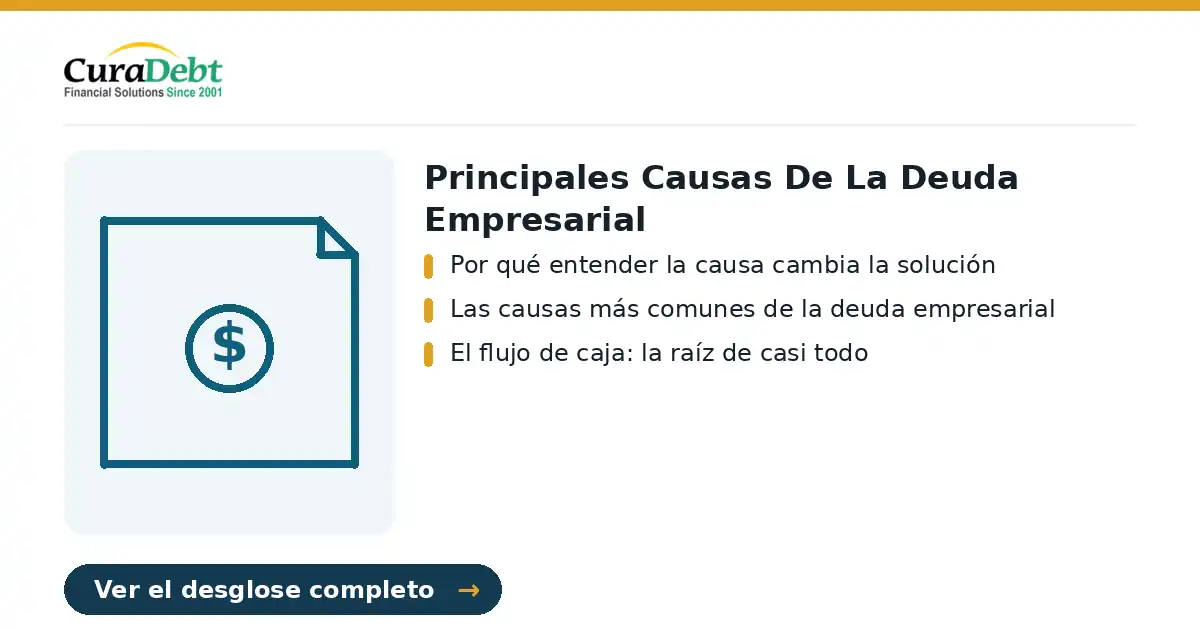 principales causas de la deuda empresarial: puntos clave: Por qué entender la causa cambia la solución; Las causas más comunes de la deuda empresarial.