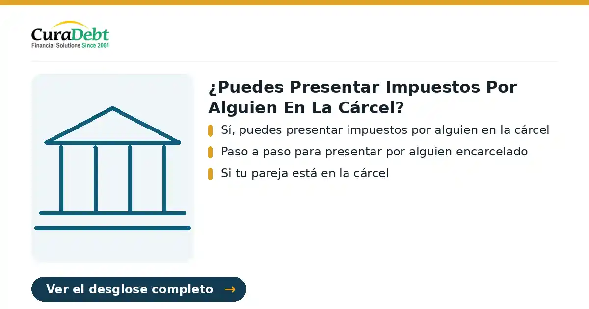 ¿puedes presentar impuestos por alguien en: puntos clave: Sí, puedes presentar impuestos por alguien en la cárcel; Paso a paso para presentar por alguien encarcelado.